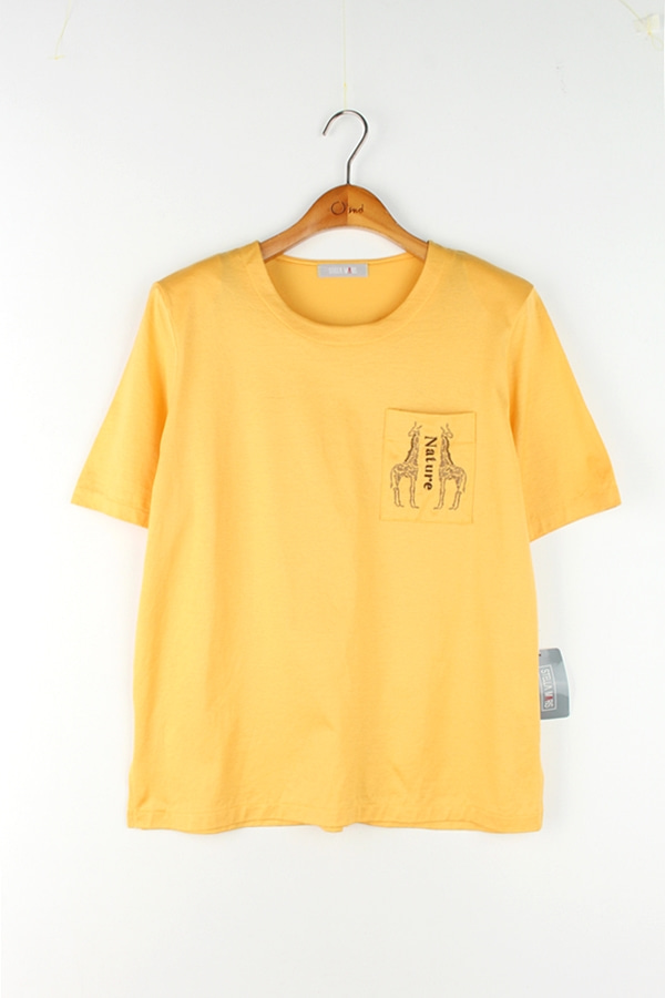 새상품 STELLA MARIS 자수 포켓 포인트 티셔츠 WOMAN_L