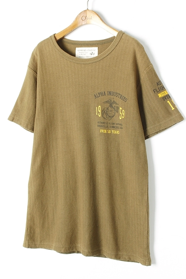 ALPHA INDUSTRIES INC 알파 인더스트리즈 USMC 빈티지 프린팅 티셔츠 MAN_M