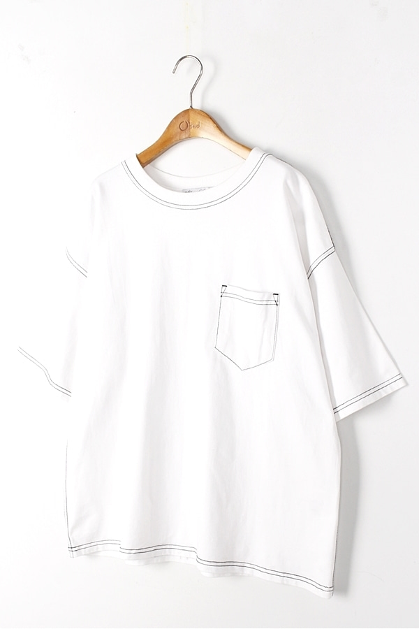 SKKONE VINTAGE 원 포켓 스티치 포인트 티셔츠 WOMAN_L