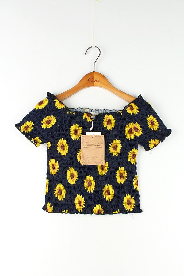 새상품 JMMENSITE 스판덱스 하와이안 크롭 티셔츠 WOMAN_S